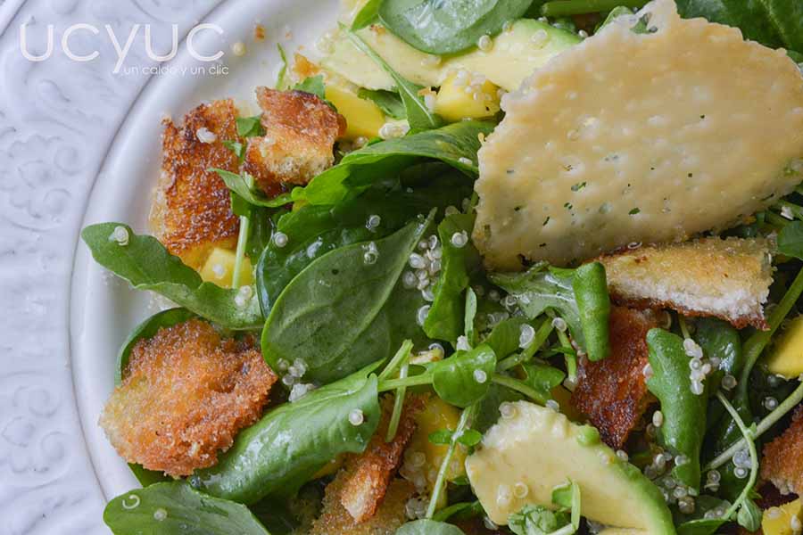 Ensalada de pan frito y quinoa